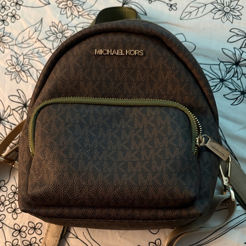 Michael Kors Dark Brown Backpack with Gold Accents